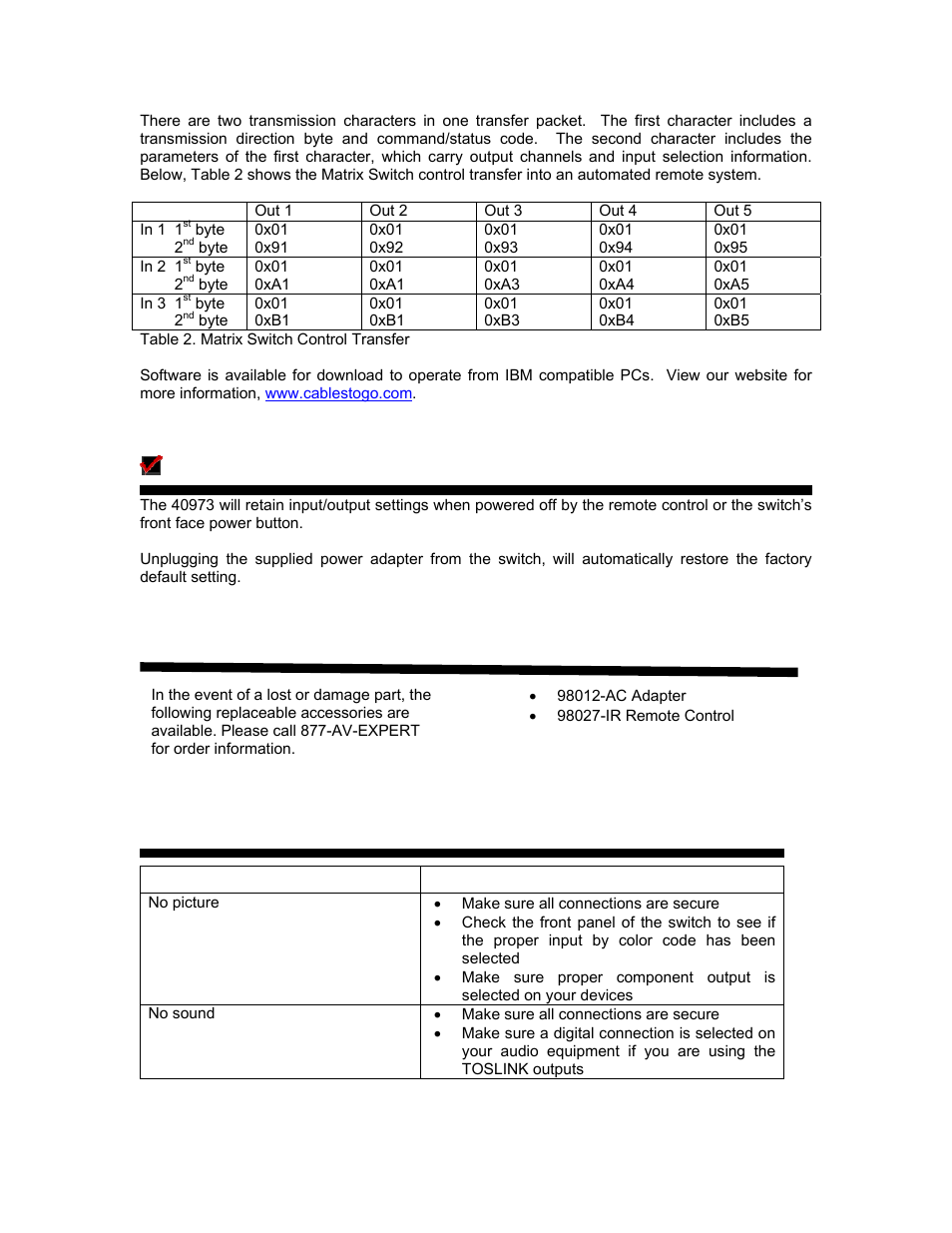 C2G 40973 3x5 Component Video_Digital Audio Matrix Switch w_RS-232 User Manual | Page 9 / 11