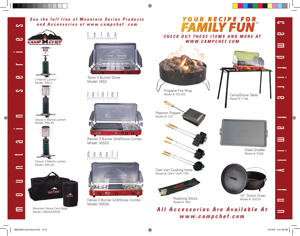 Mountain ser ies campfir e family fun | Camp Chef MS2 User Manual | Page 8 / 9