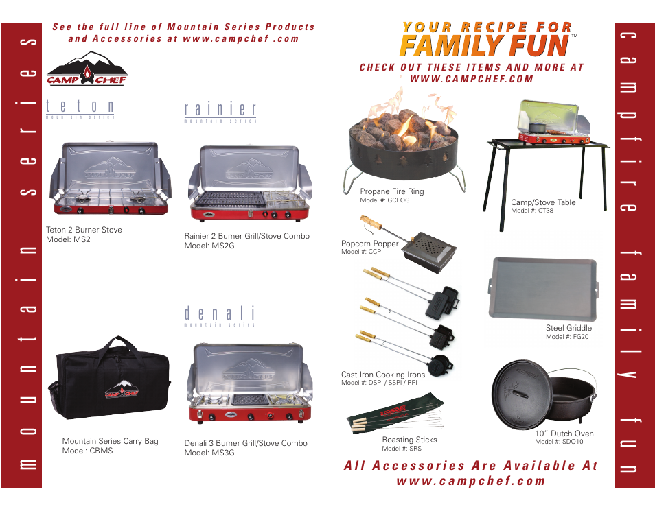 Mountain ser ies campfir e family fun | Camp Chef MS2GG User Manual | Page 16 / 17