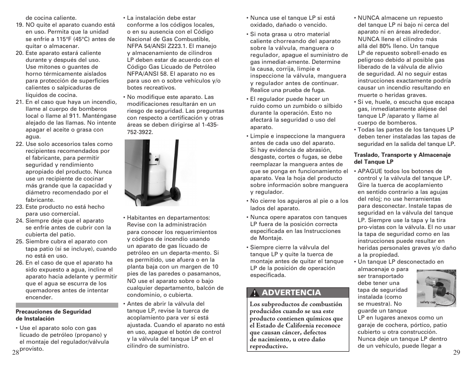 Advertencia | Camp Chef CCH4 User Manual | Page 15 / 19