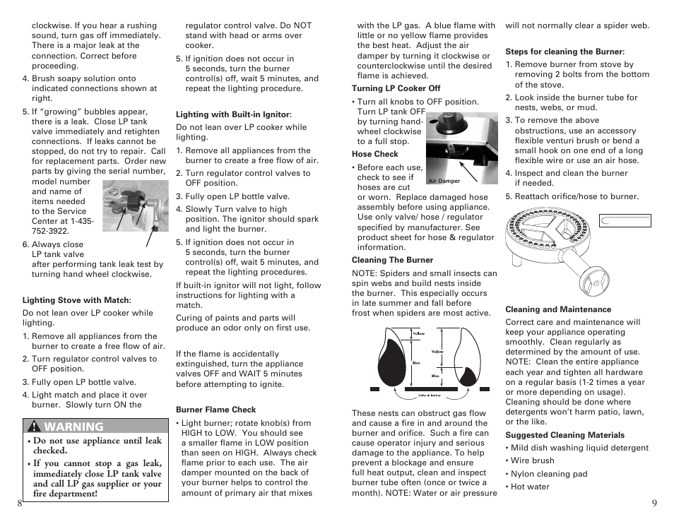 Warning | Camp Chef CCH4 User Manual | Page 5 / 19