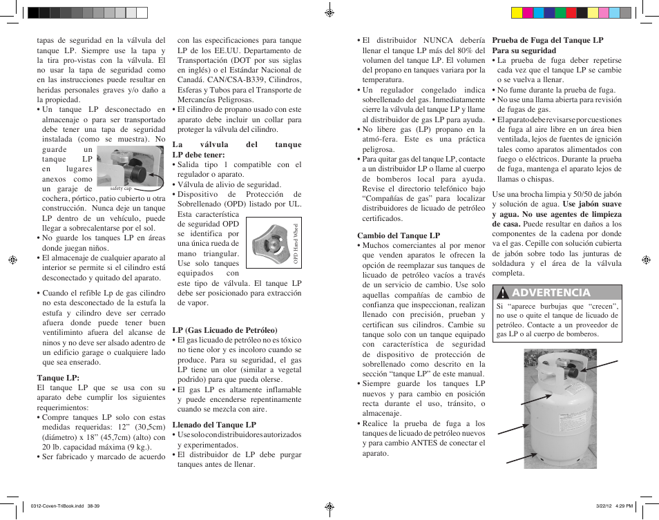 Advertencia | Camp Chef C-OVEN User Manual | Page 20 / 23