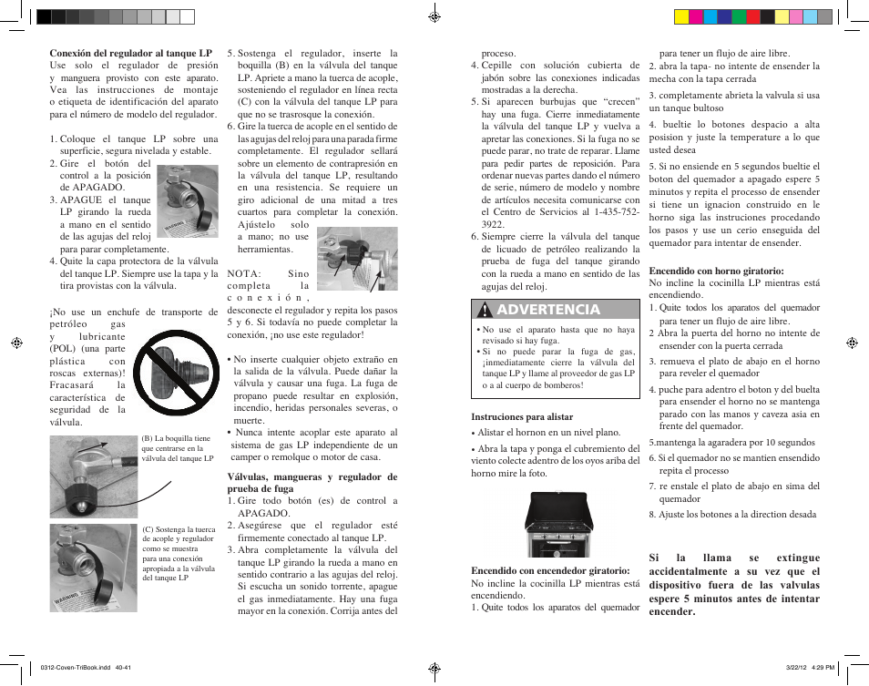 Advertencia | Camp Chef C-OVEN User Manual | Page 21 / 23