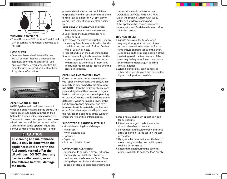 Caution | Camp Chef COJR User Manual | Page 6 / 7