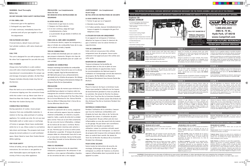 Camp Chef EX90LW User Manual | 2 pages