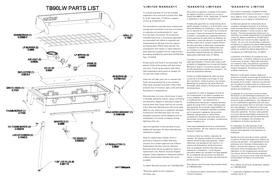 Camp Chef TB90LW User Manual | Page 2 / 2