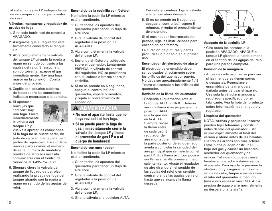 Advertencia | Camp Chef BS60C User Manual | Page 10 / 12