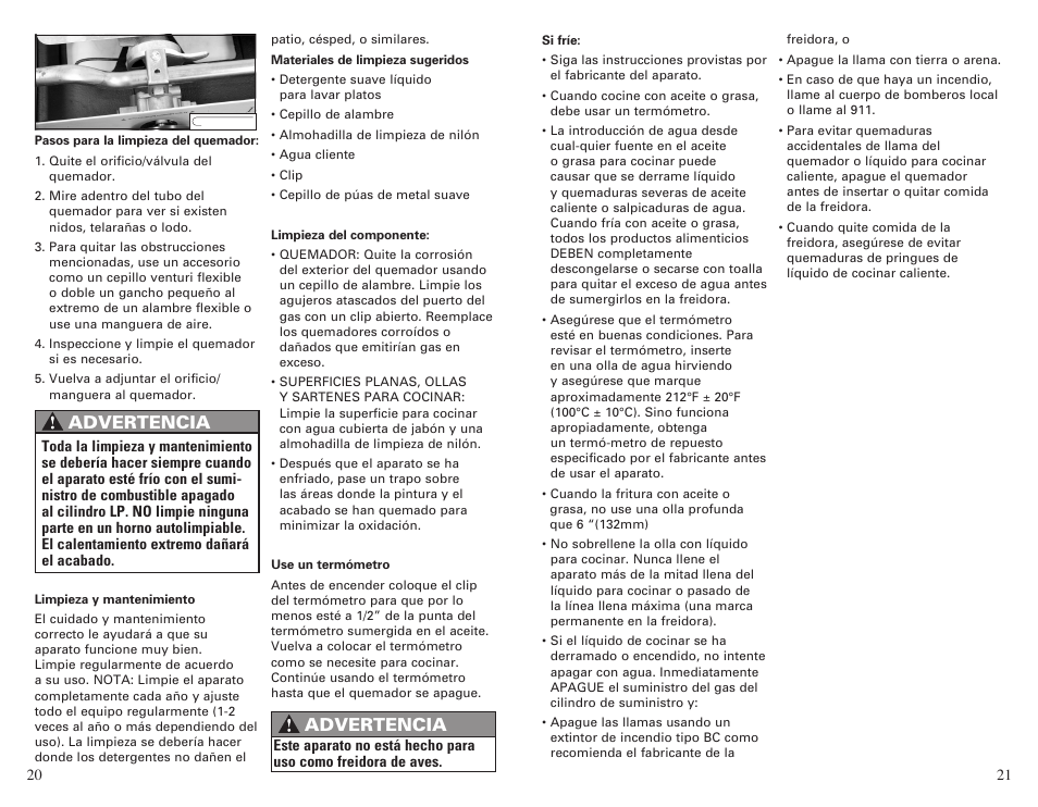 Advertencia | Camp Chef BS60C User Manual | Page 11 / 12