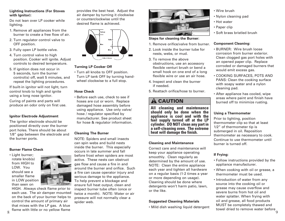 Caution | Camp Chef BS60C User Manual | Page 5 / 12