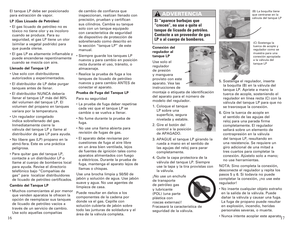 Advertencia | Camp Chef BS60C User Manual | Page 9 / 12