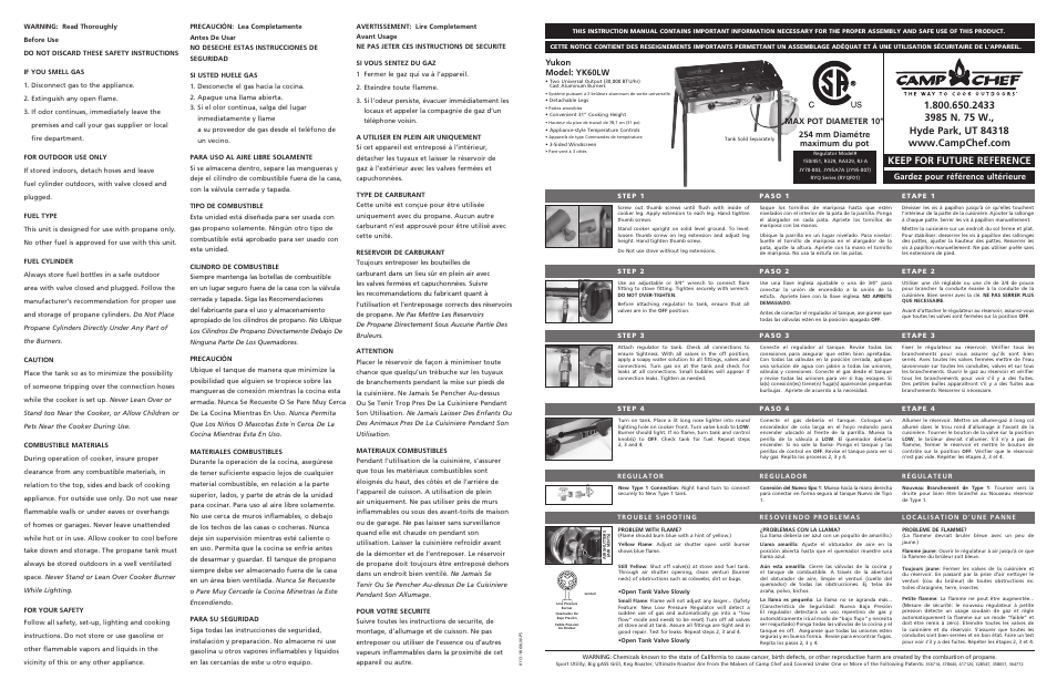 Camp Chef YK60LW User Manual | 2 pages