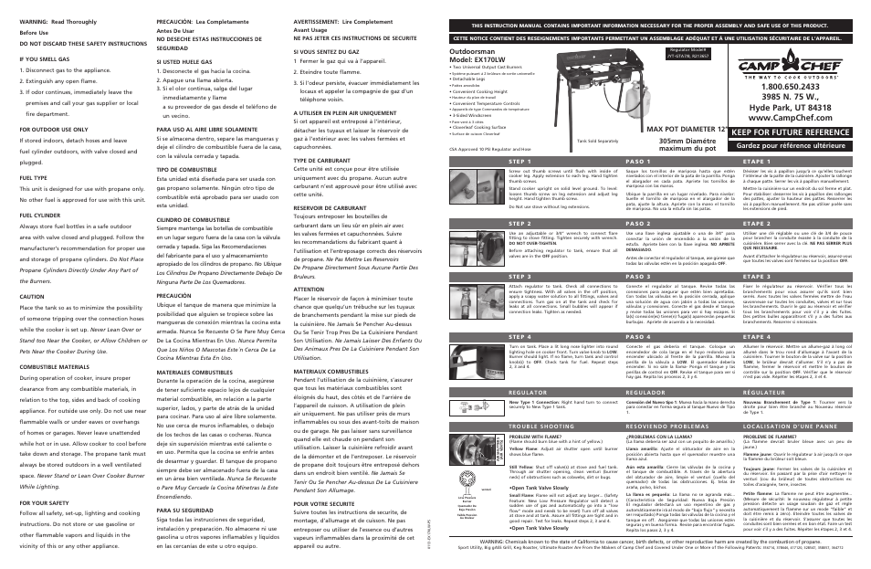 Camp Chef EX170LW User Manual | 2 pages