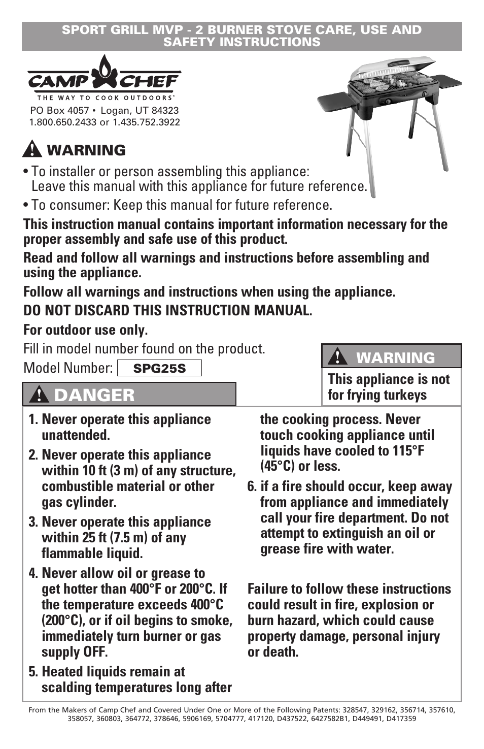 Camp Chef SPG25S User Manual | 6 pages