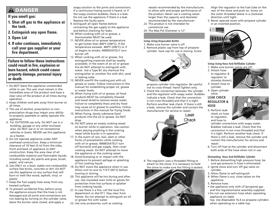 Danger | Camp Chef SPG25S User Manual | Page 2 / 6