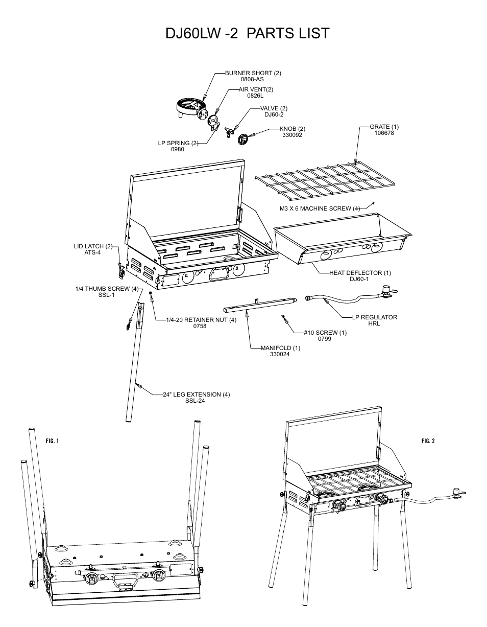 Dj60lw -2 parts list | Camp Chef DJ60LW User Manual | Page 2 / 2