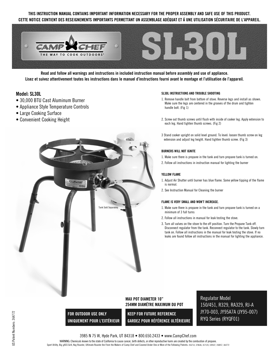 Camp Chef SL30L User Manual | 2 pages