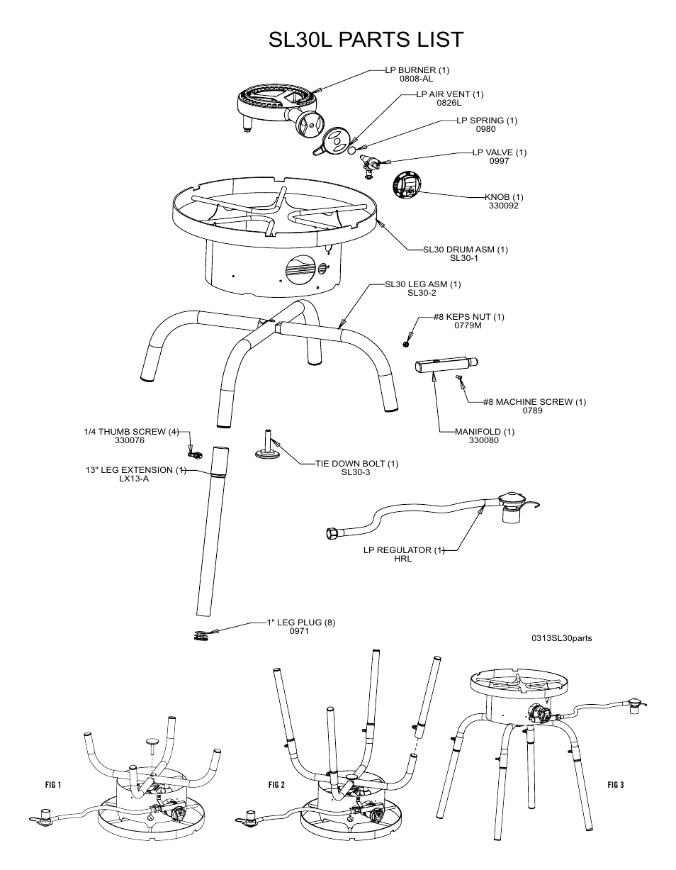 Sl30l parts list | Camp Chef SL30L User Manual | Page 2 / 2