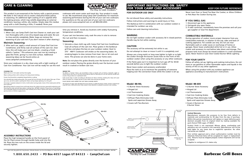 Camp Chef BB60X User Manual | 2 pages