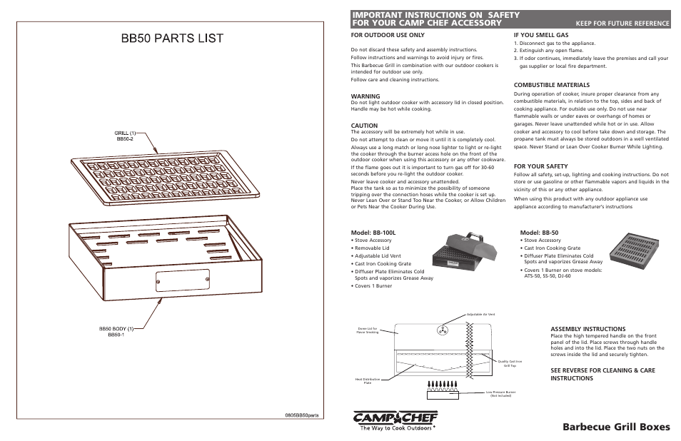 0209-bb50-ps, Barbecue grill boxes, Keep for future reference | Camp Chef BB100L User Manual | Page 2 / 2