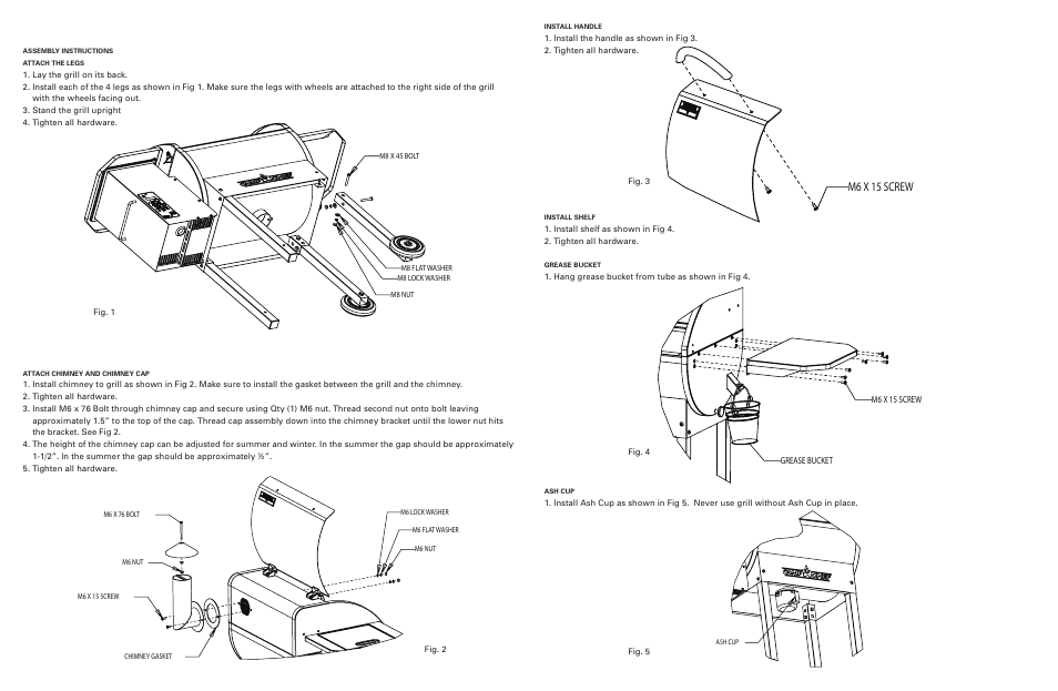 M6 x 15 screw | Camp Chef PG24 User Manual | Page 3 / 7