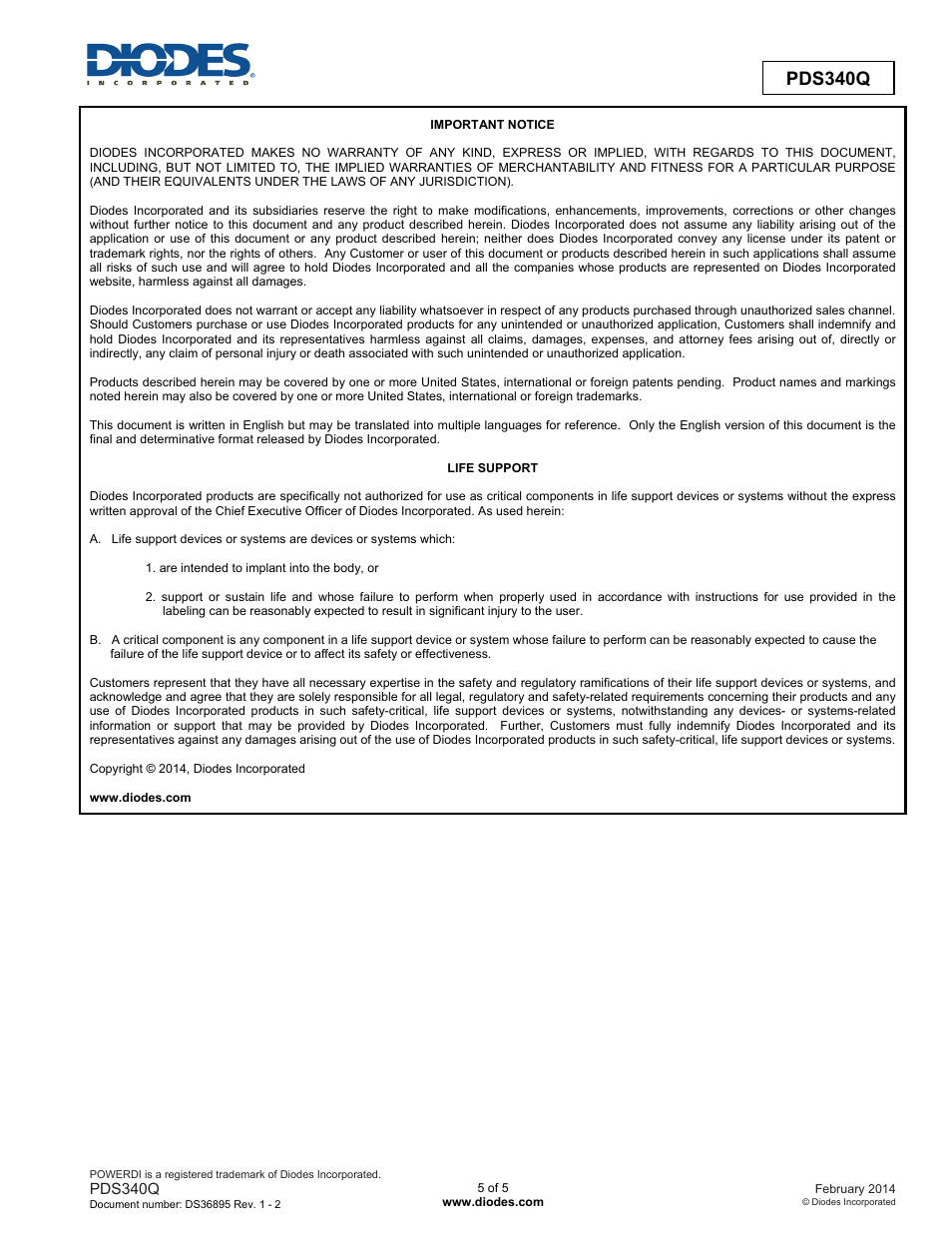 Pds340q | Diodes PDS340Q User Manual | Page 5 / 5