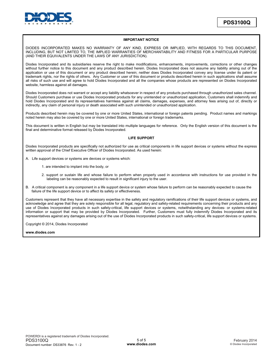 Pds3100q | Diodes PDS3100Q User Manual | Page 5 / 5