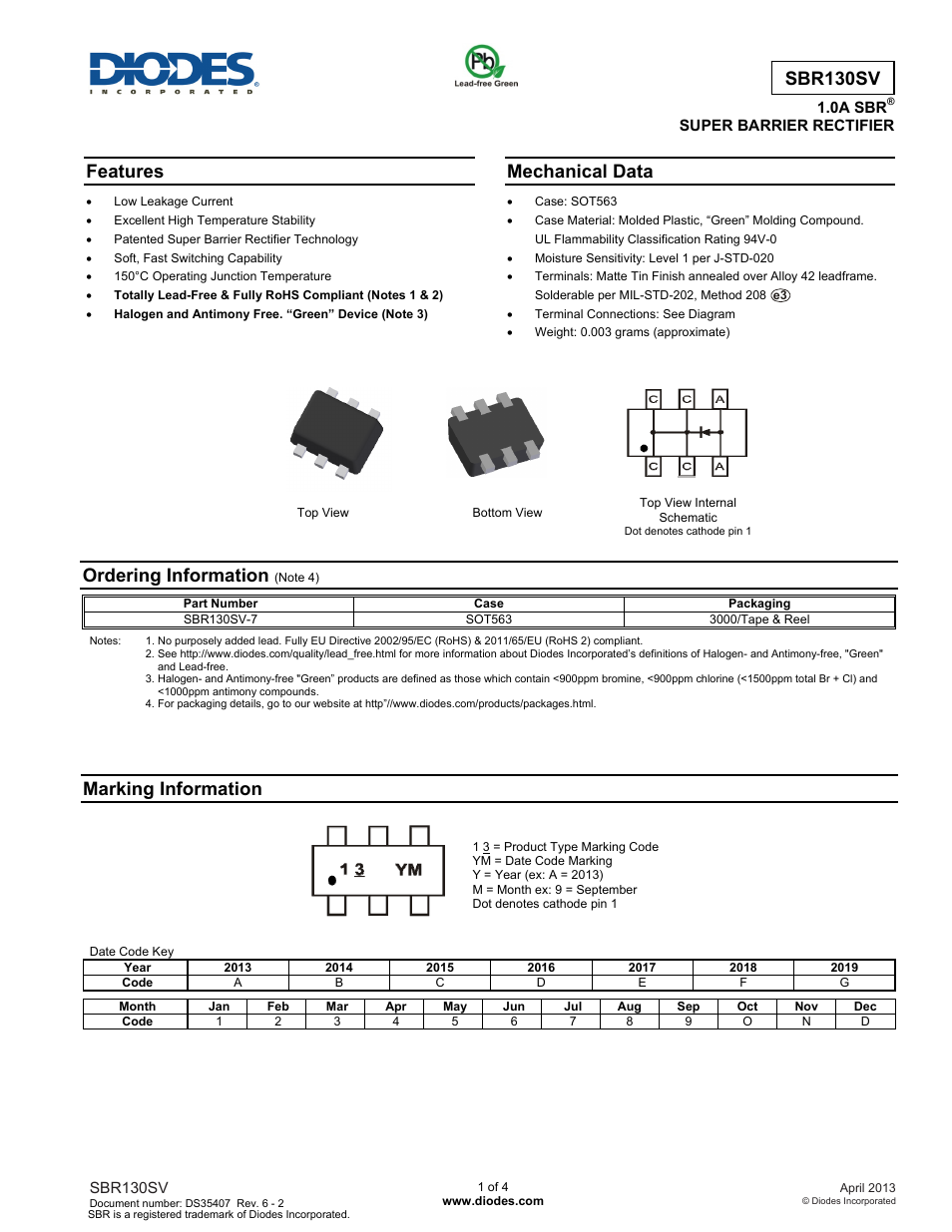 Diodes SBR130SV User Manual | 4 pages