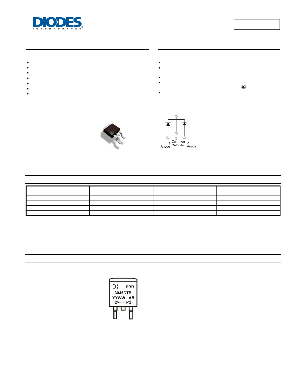 Diodes SBR3045CTB User Manual | 4 pages