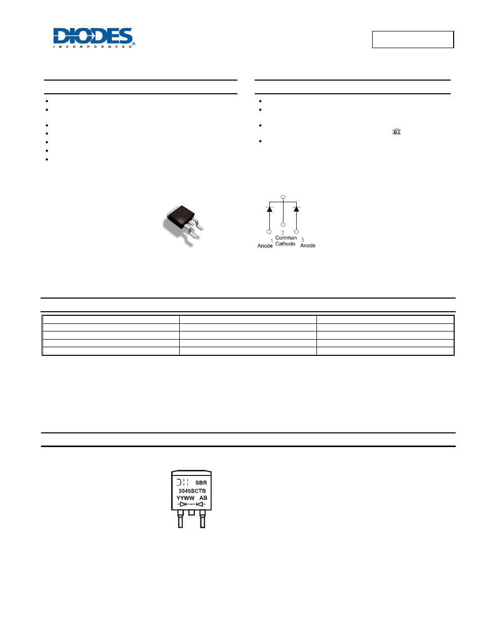 Diodes SBR3045SCTB User Manual | 4 pages