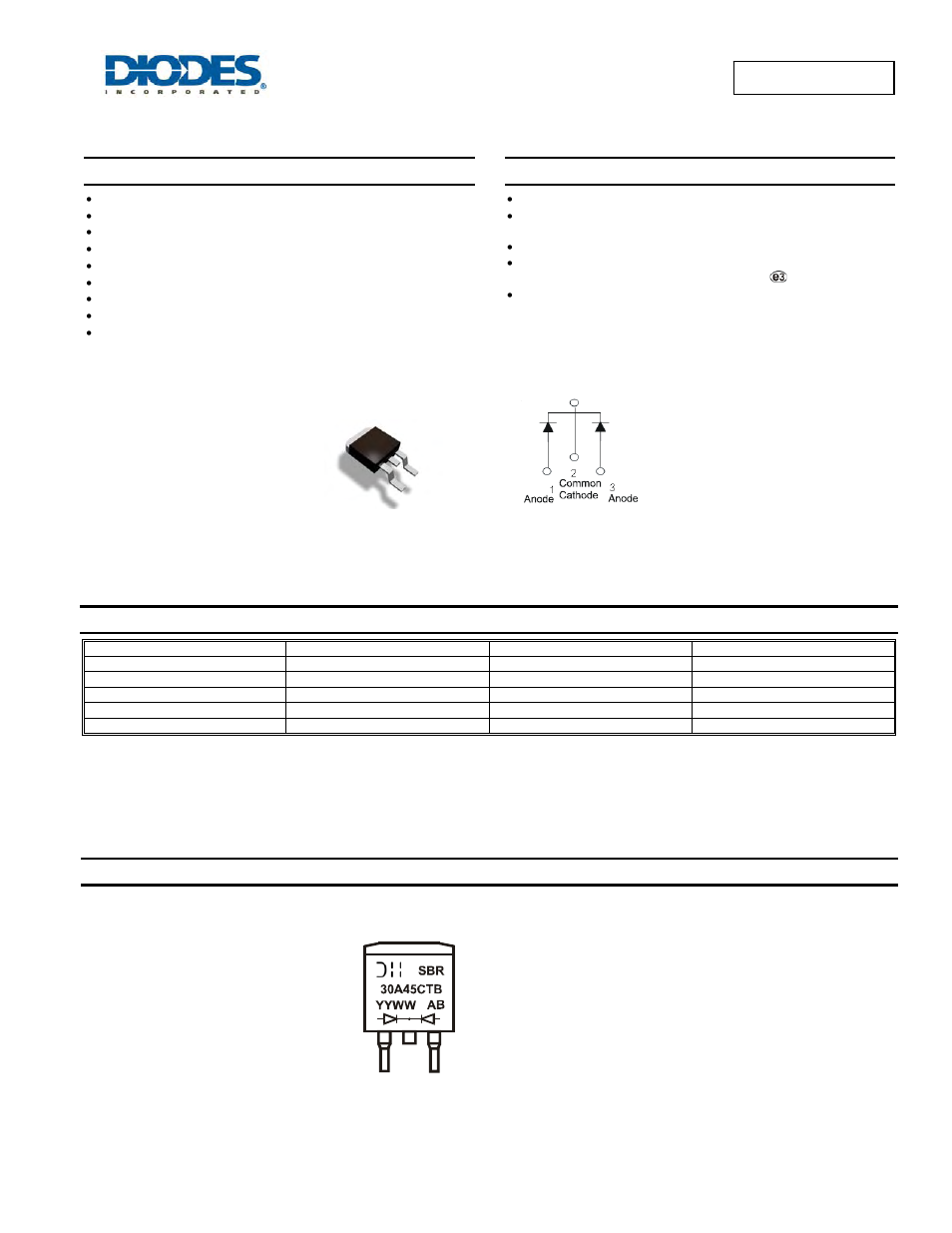 Diodes SBR30A45CTB User Manual | 4 pages