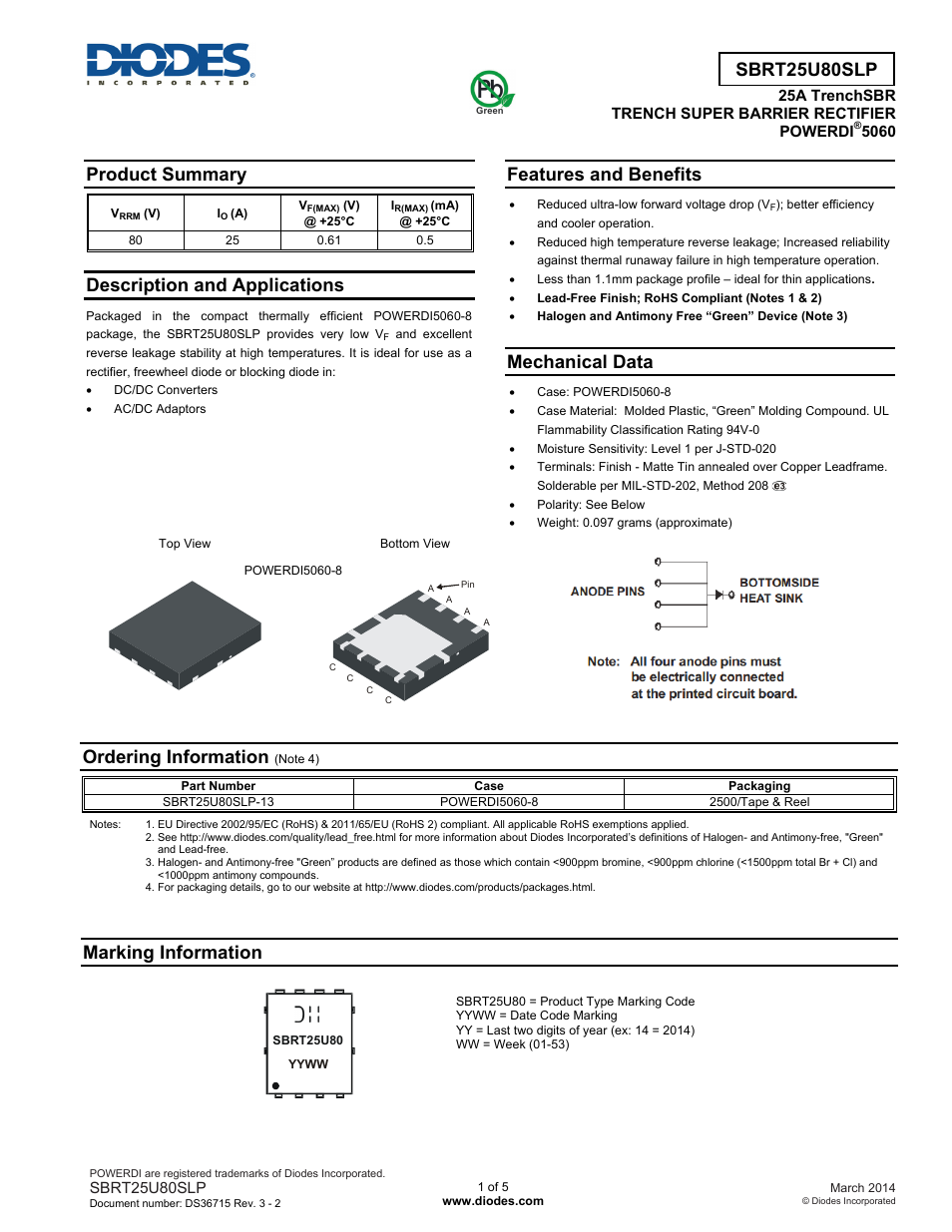 Diodes SBRT25U80SLP User Manual | 5 pages