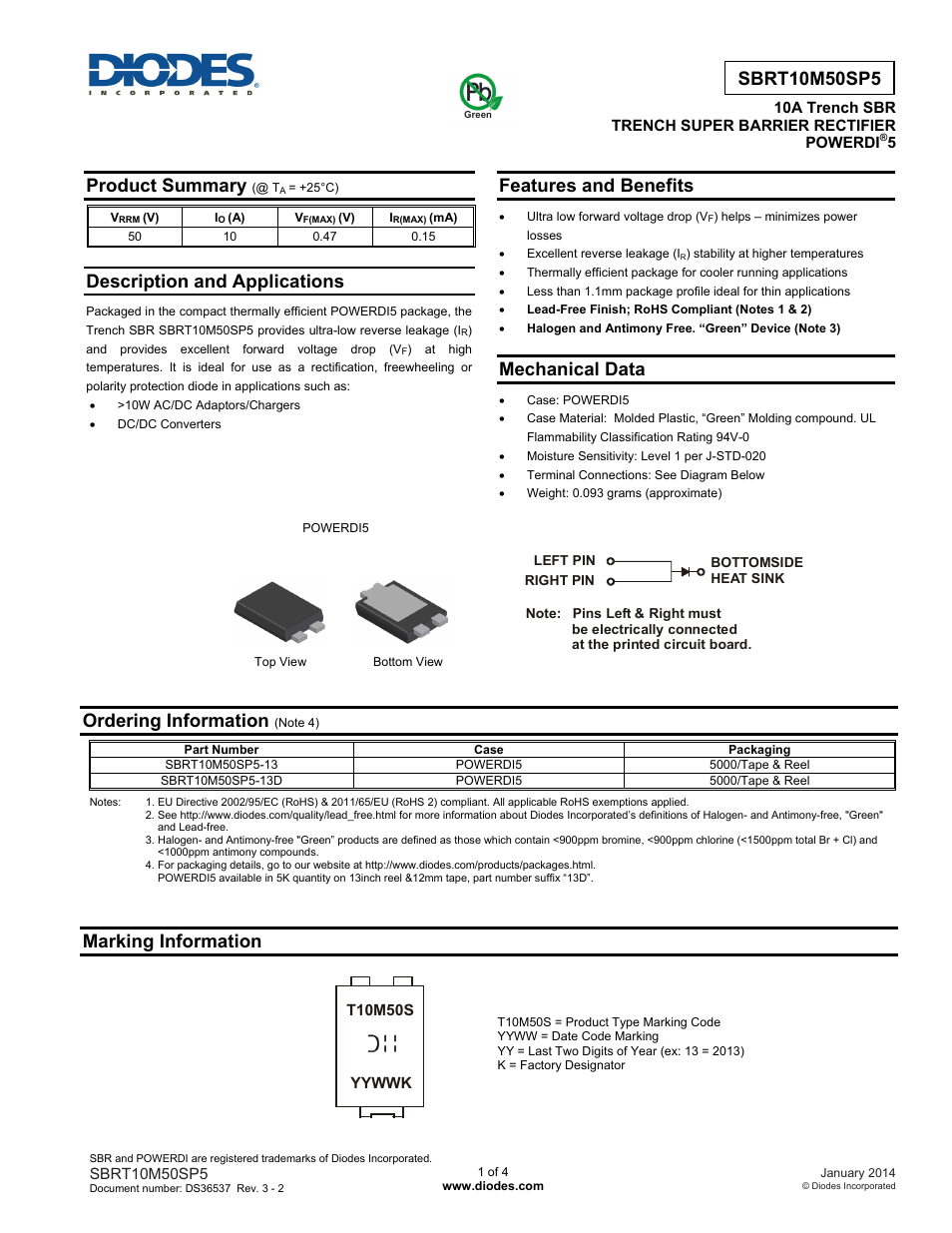 Diodes SBRT10M50SP5 User Manual | 4 pages