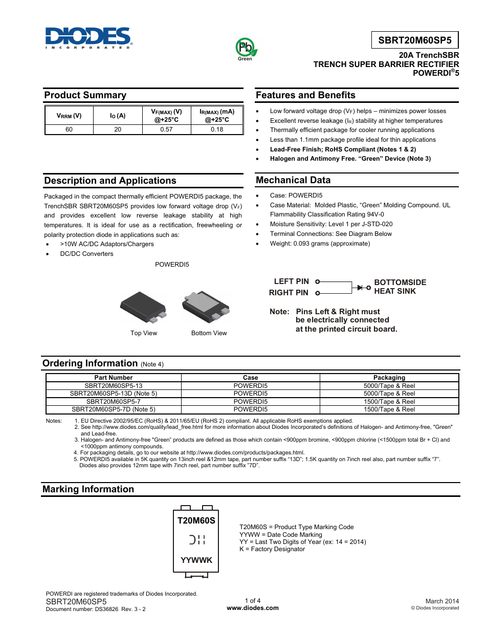 Diodes SBRT20M60SP5 User Manual | 4 pages