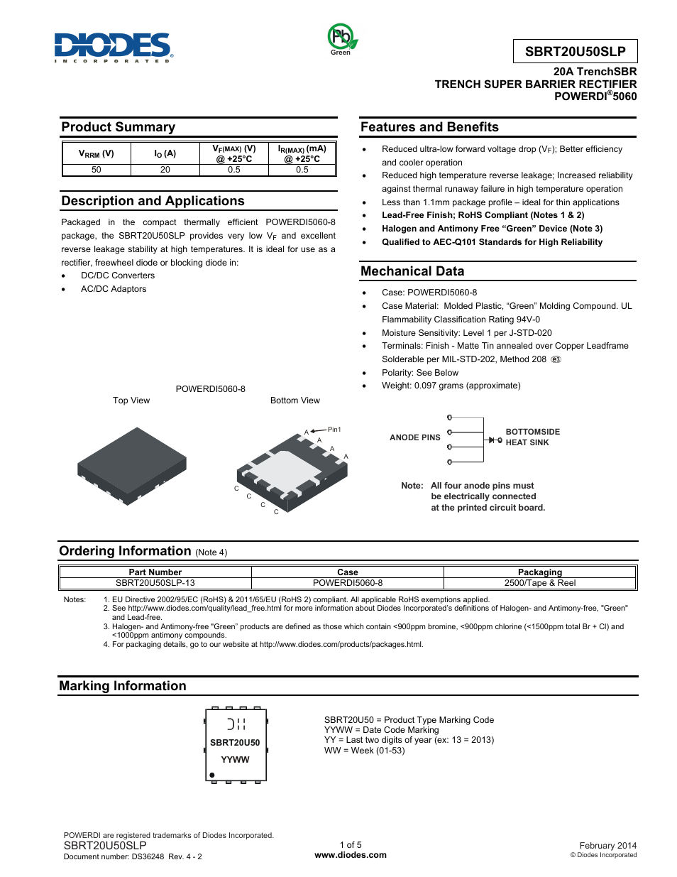 Diodes SBRT20U50SLP User Manual | 5 pages