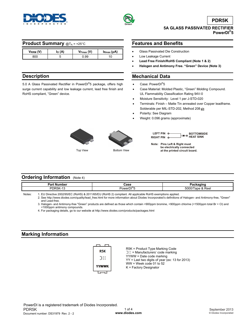 Diodes PDR5K User Manual | 4 pages