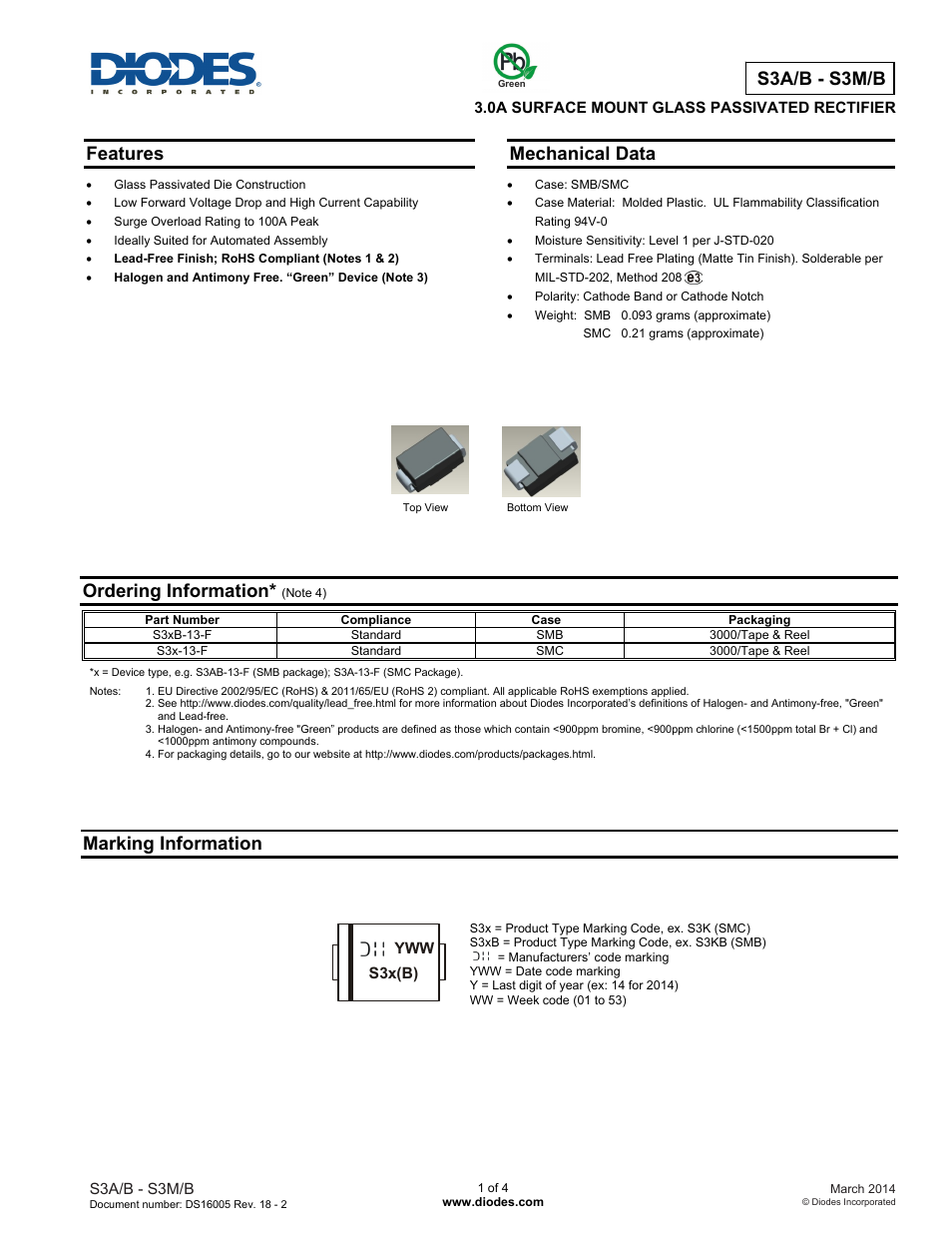 Diodes S3A/B - S3M/B User Manual | 4 pages