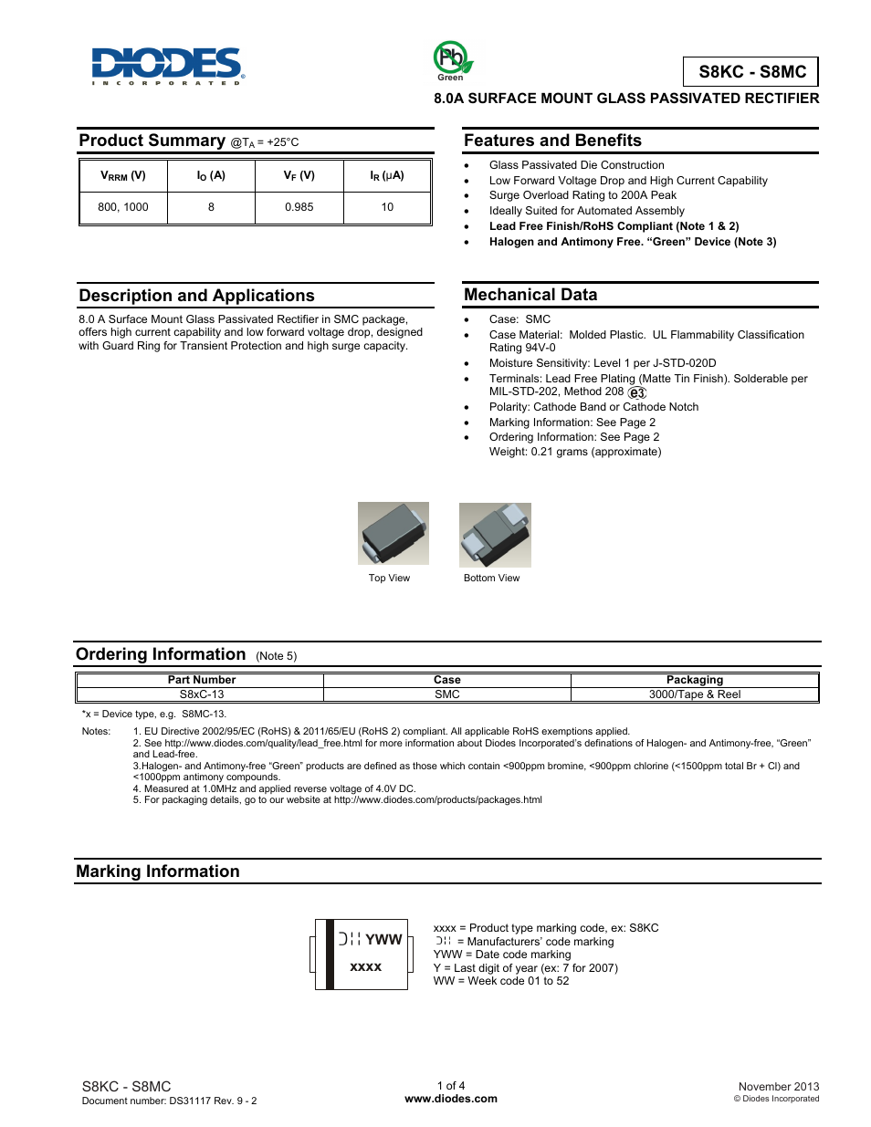 Diodes S8KC - S8MC User Manual | 4 pages