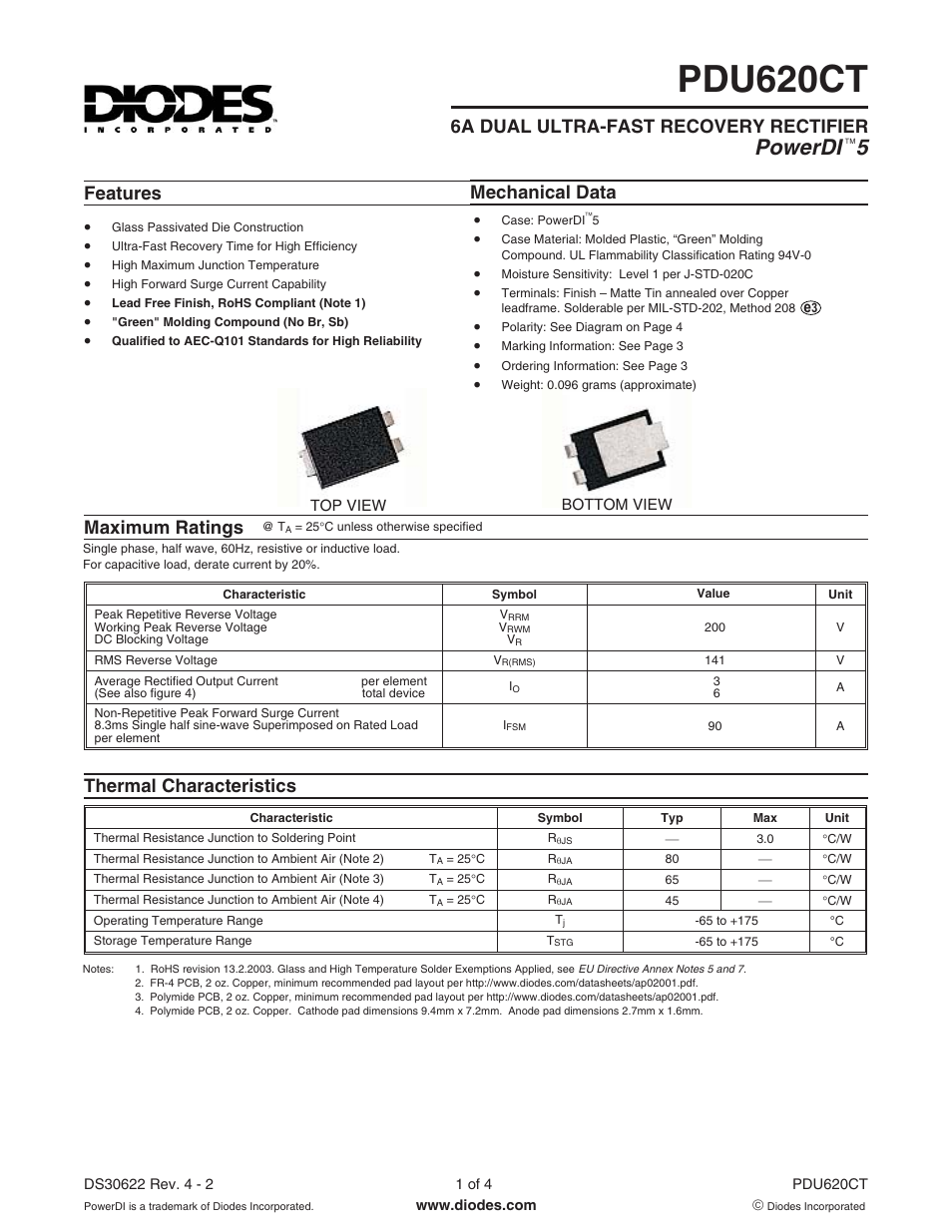 Diodes PDU620CT User Manual | 4 pages