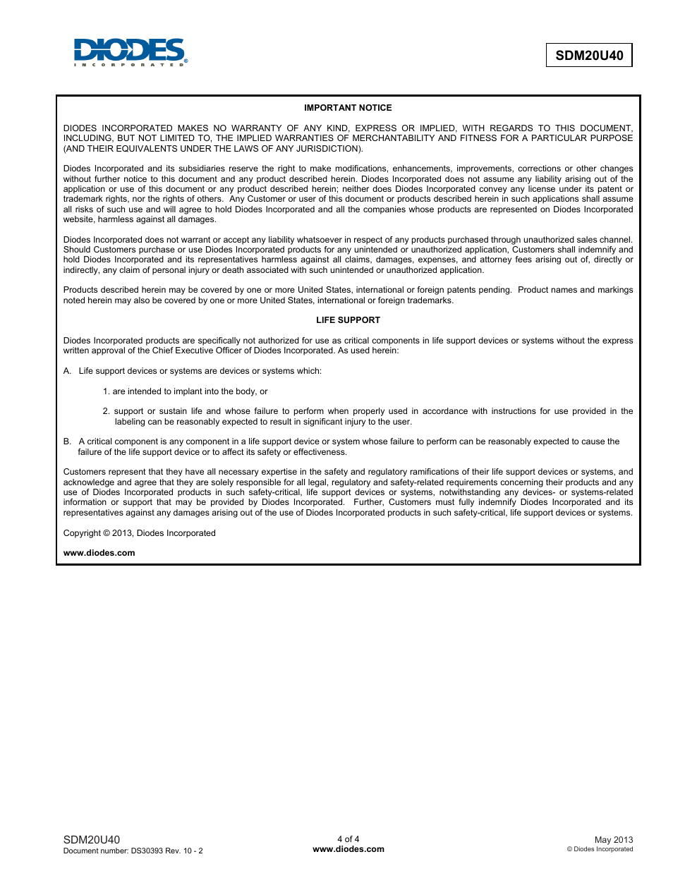 Sdm20u40 | Diodes SDM20U40 User Manual | Page 4 / 4