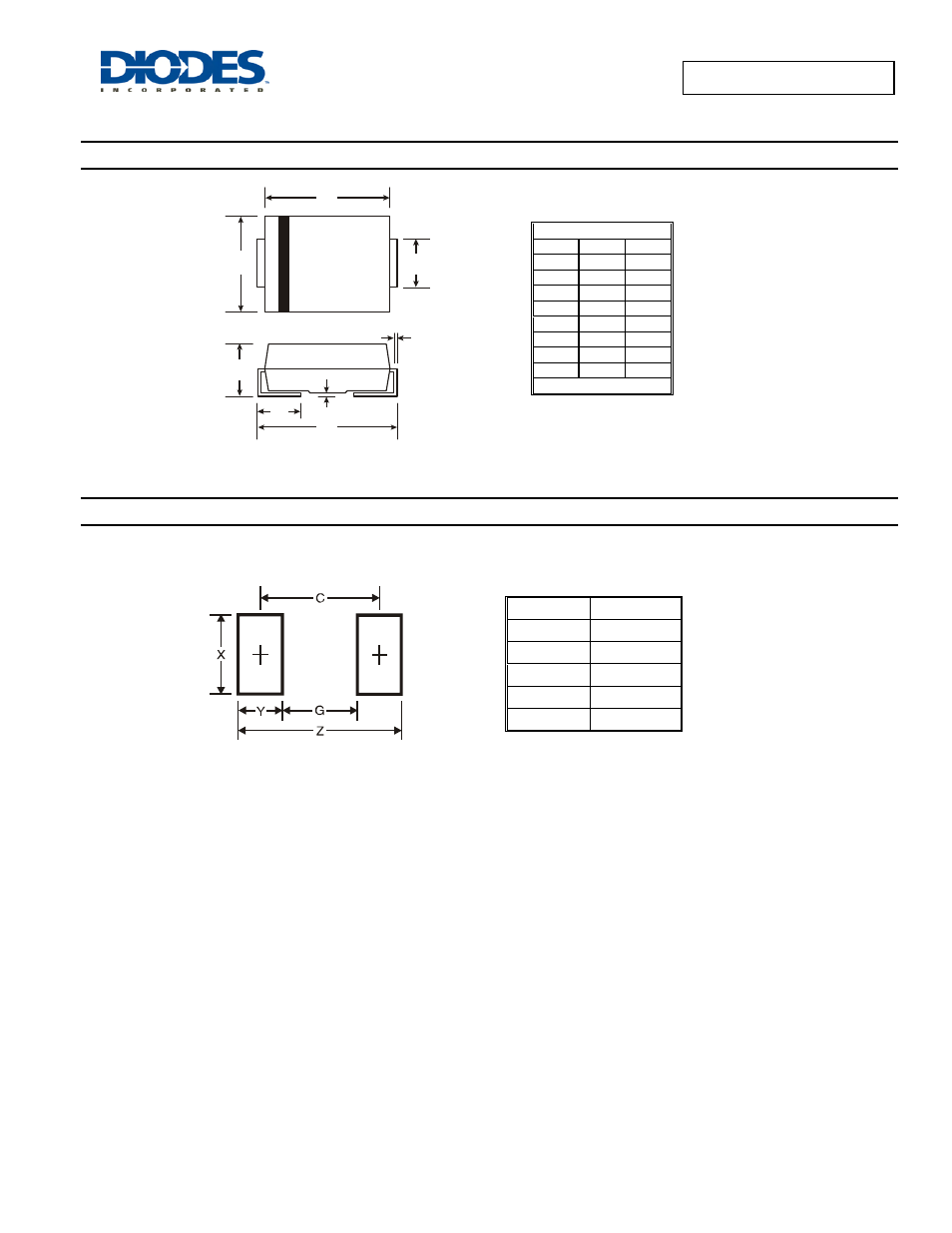 Smaz5v1 - smaz39, Package outline dimensions, Suggested pad layout | Diodes SMAZ5V1 - SMAZ39 User Manual | Page 4 / 5