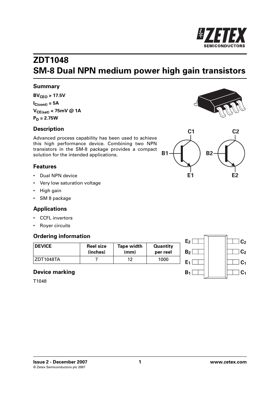 Diodes ZDT1048 User Manual | 6 pages