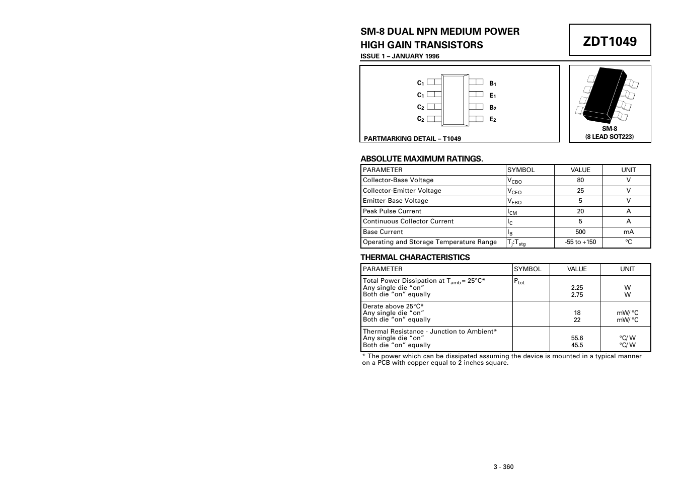 Diodes ZDT1049 User Manual | 3 pages
