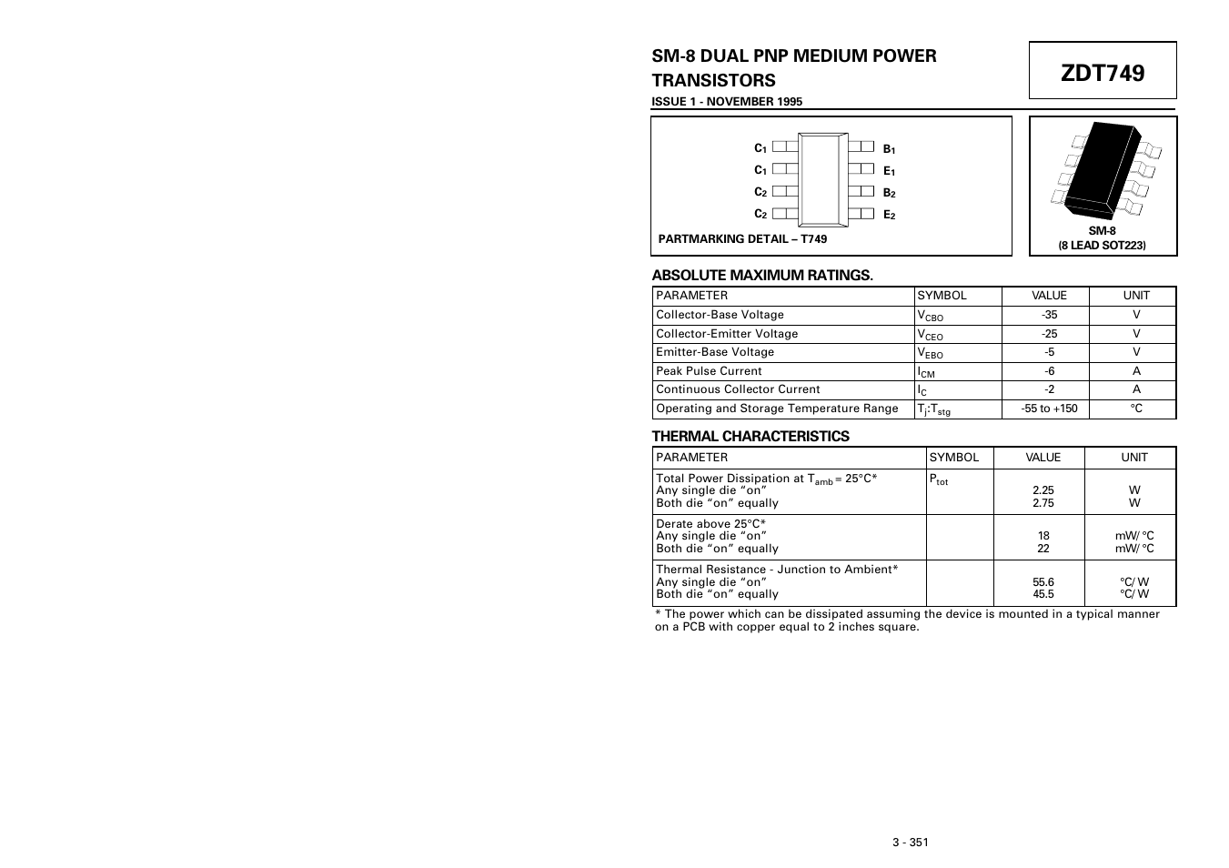 Diodes ZDT749 User Manual | 3 pages