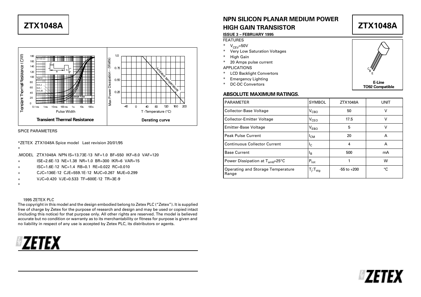 Diodes ZTX1048A User Manual | 4 pages