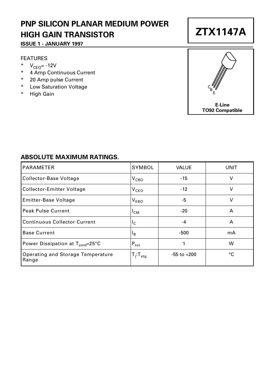 Diodes ZTX1147A User Manual | 4 pages