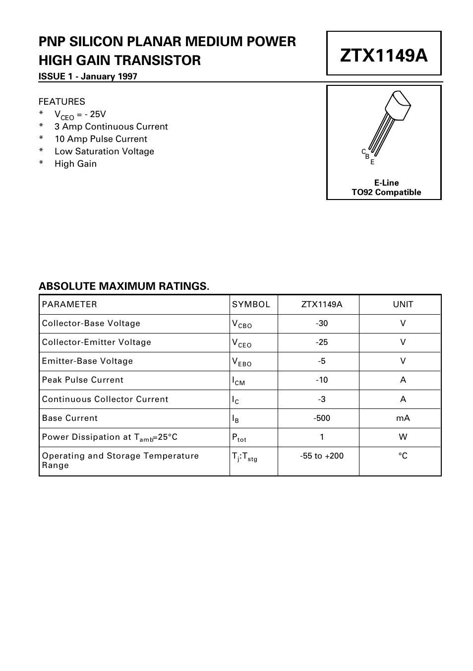 Diodes ZTX1149A User Manual | 4 pages