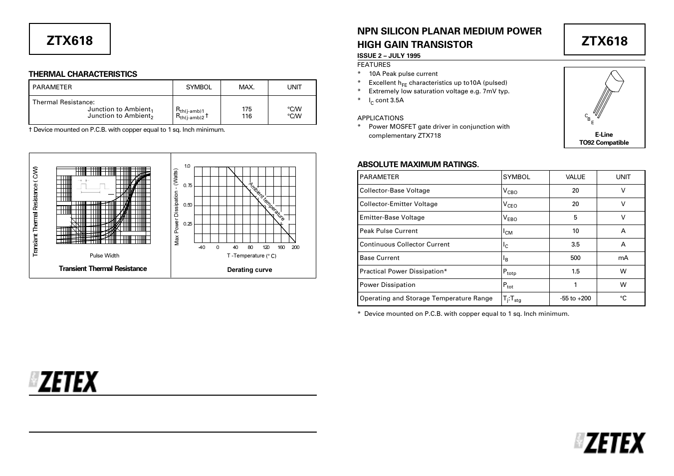 Diodes ZTX618 User Manual | 4 pages