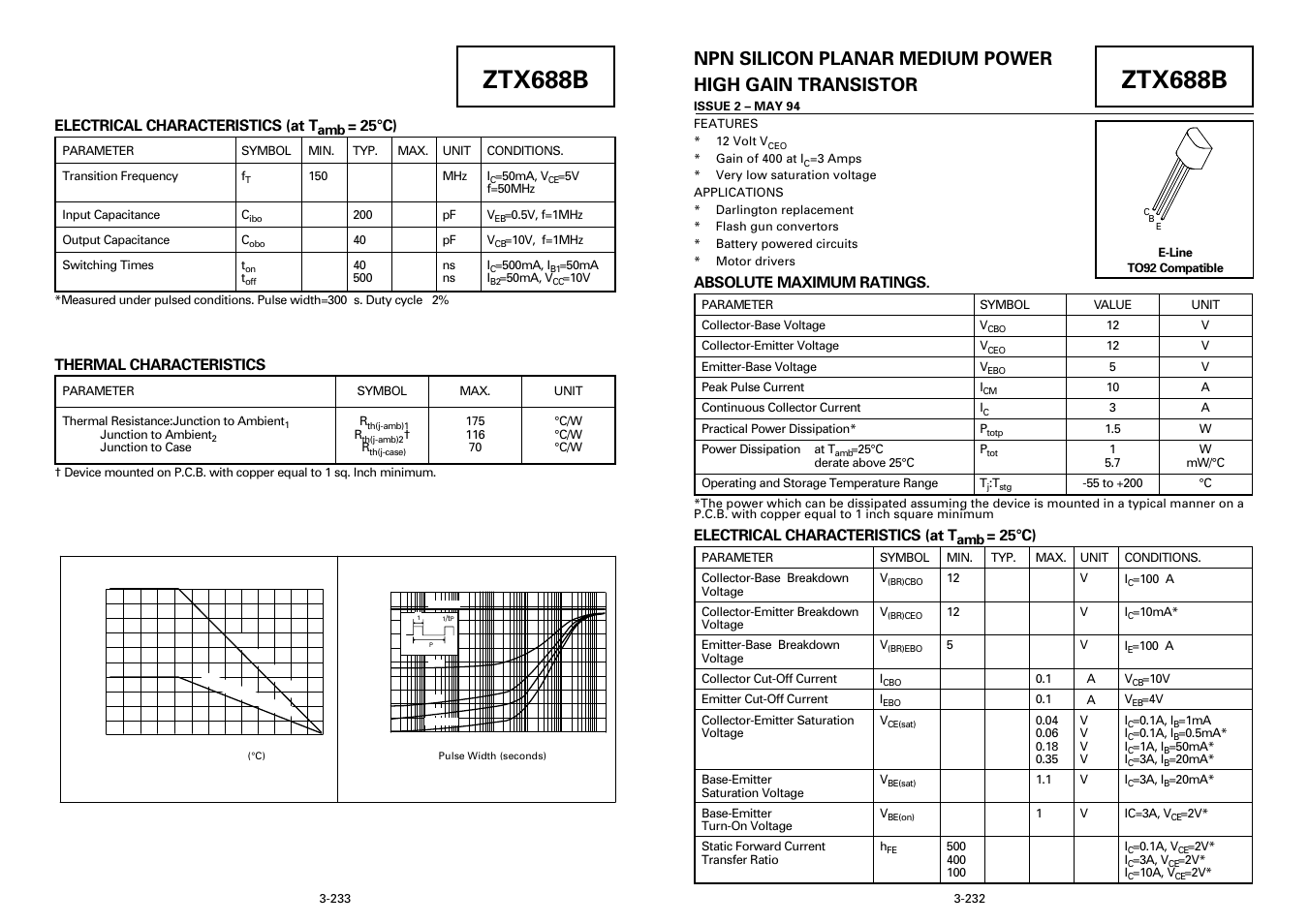 Diodes ZTX688B User Manual | 3 pages