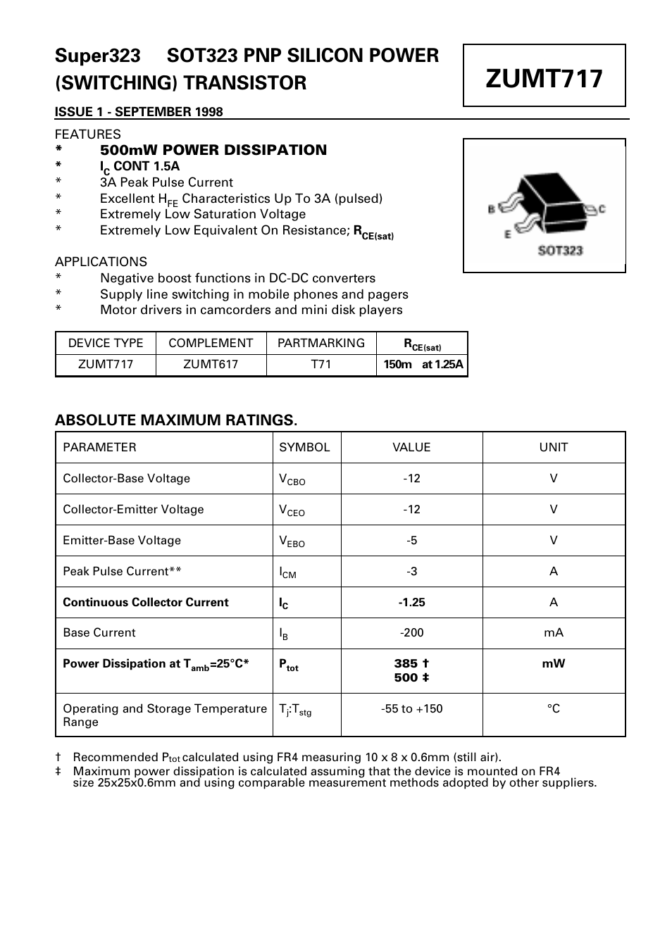 Diodes ZUMT717 User Manual | 3 pages