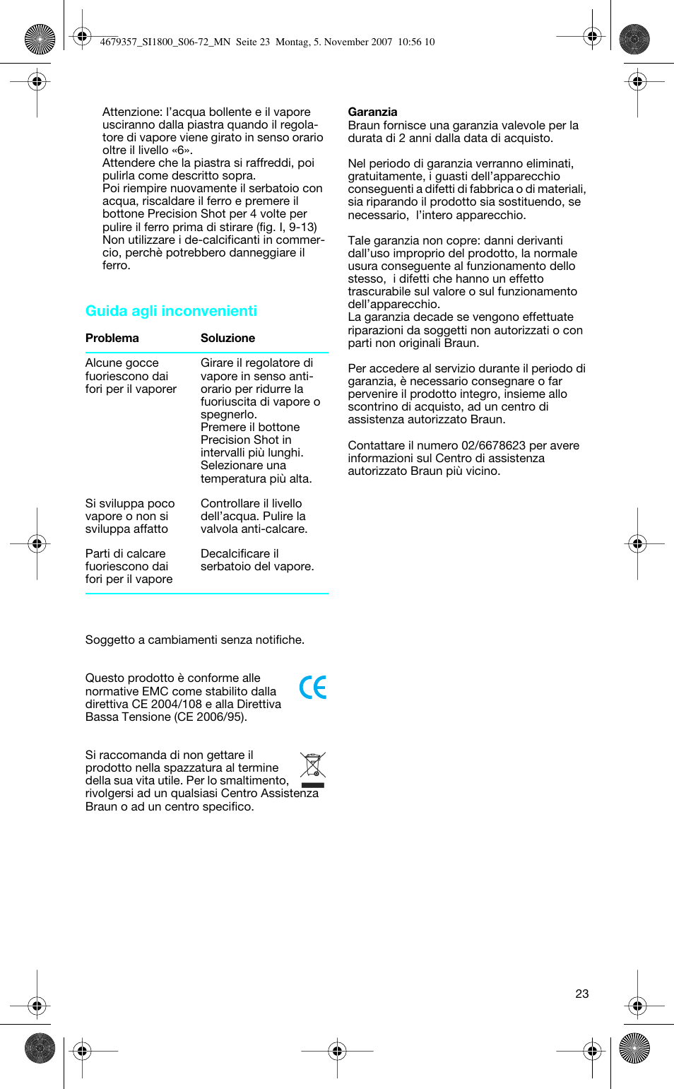 Guida agli inconvenienti | Braun TexStyle Control SI 18835 User Manual | Page 23 / 70